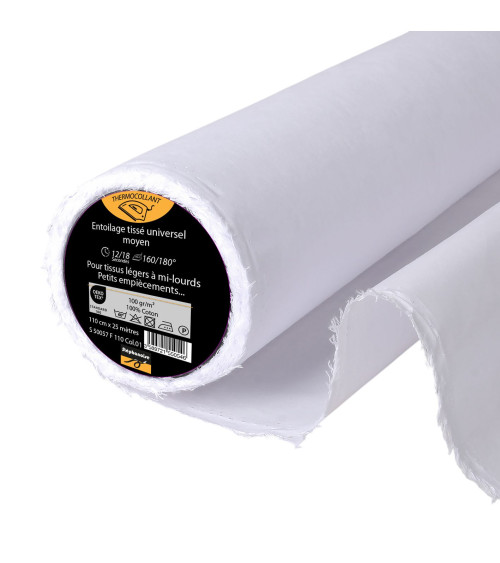 Interfodera / Tela di cotone tessuta termoadesiva 100 g/m2 110 cm al metro
