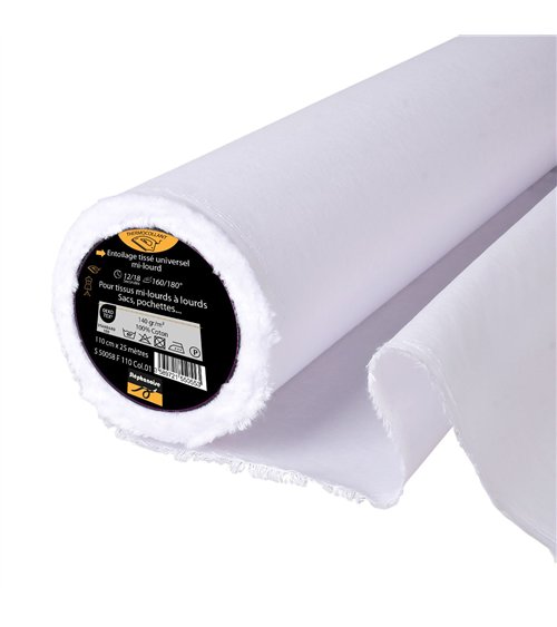 Entoilage / Toile tissée thermocollante coton 140 g/m2 110cm au mètre