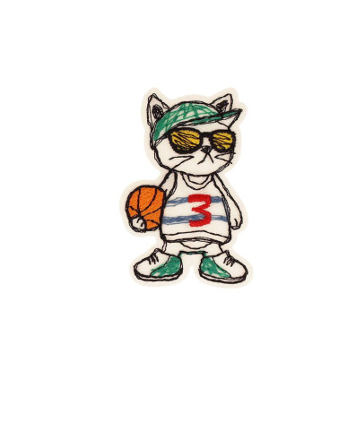 Parche termoadhesivo gato adolescente 3,9 cm x 5,7 cm jugador de baloncesto