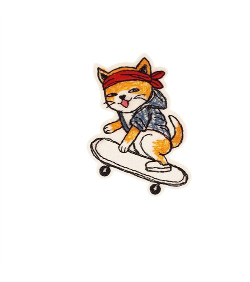 Ecusson thermocollant chat ado 4,3cm x 6,3cm skateur