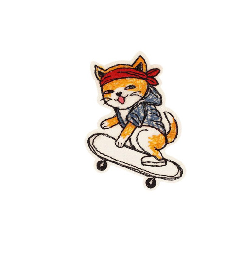 Toppa termoadesiva gatto adolescente 4,3 cm x 6,3 cm pattinatore