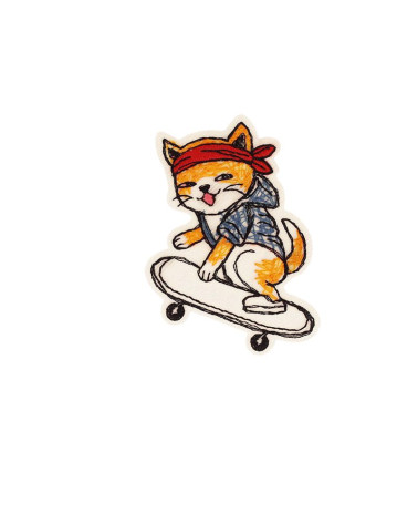 Teenage cat iron-on patch 4.3cm x 6.3cm skater