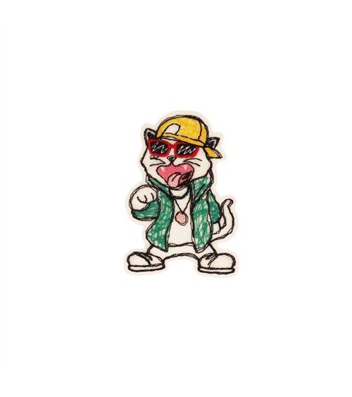 Ecusson thermocollant chat ado 4cm x 5,8cm casquette