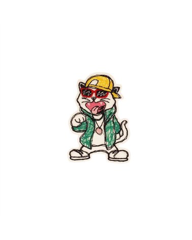 Ecusson thermocollant chat ado 4cm x 5,8cm casquette