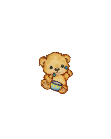 Little bear iron-on patch 3.8cm x 4.2cm blue drum