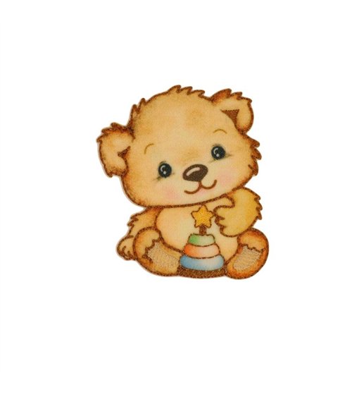 Ecusson thermocollant petit ours  6cm x 6,8cm anneaux
