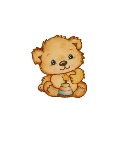 Ecusson thermocollant petit ours  6cm x 6,8cm anneaux