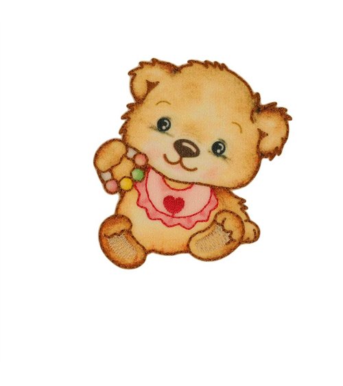 Ecusson thermocollant petit ours  6,7cm x 6,7cm hochet