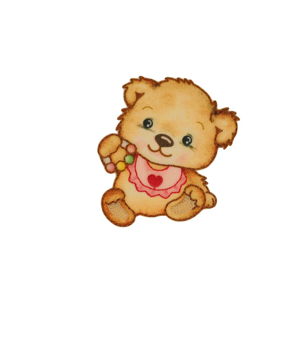 Little bear iron-on patch 6.7cm x 6.7cm rattle
