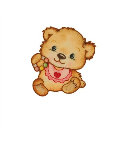 Ecusson thermocollant petit ours  6,7cm x 6,7cm hochet
