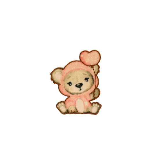 Teddybär-Aufnäher zum Aufbügeln mit Ballon, 3,5 cm x 3,5 cm, rosa