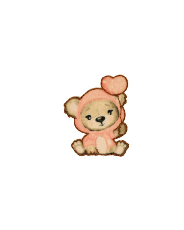 Teddybär-Aufnäher zum Aufbügeln mit Ballon, 3,5 cm x 3,5 cm, rosa