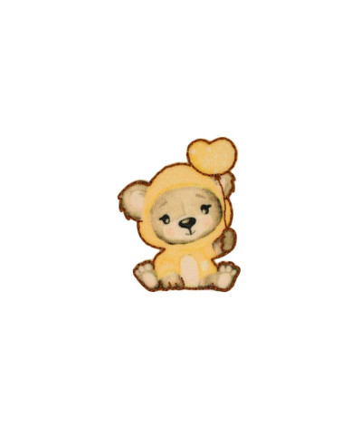 Parche termoadhesivo osito de peluche con globo 3,5 cm x 3,5 cm amarillo pálido