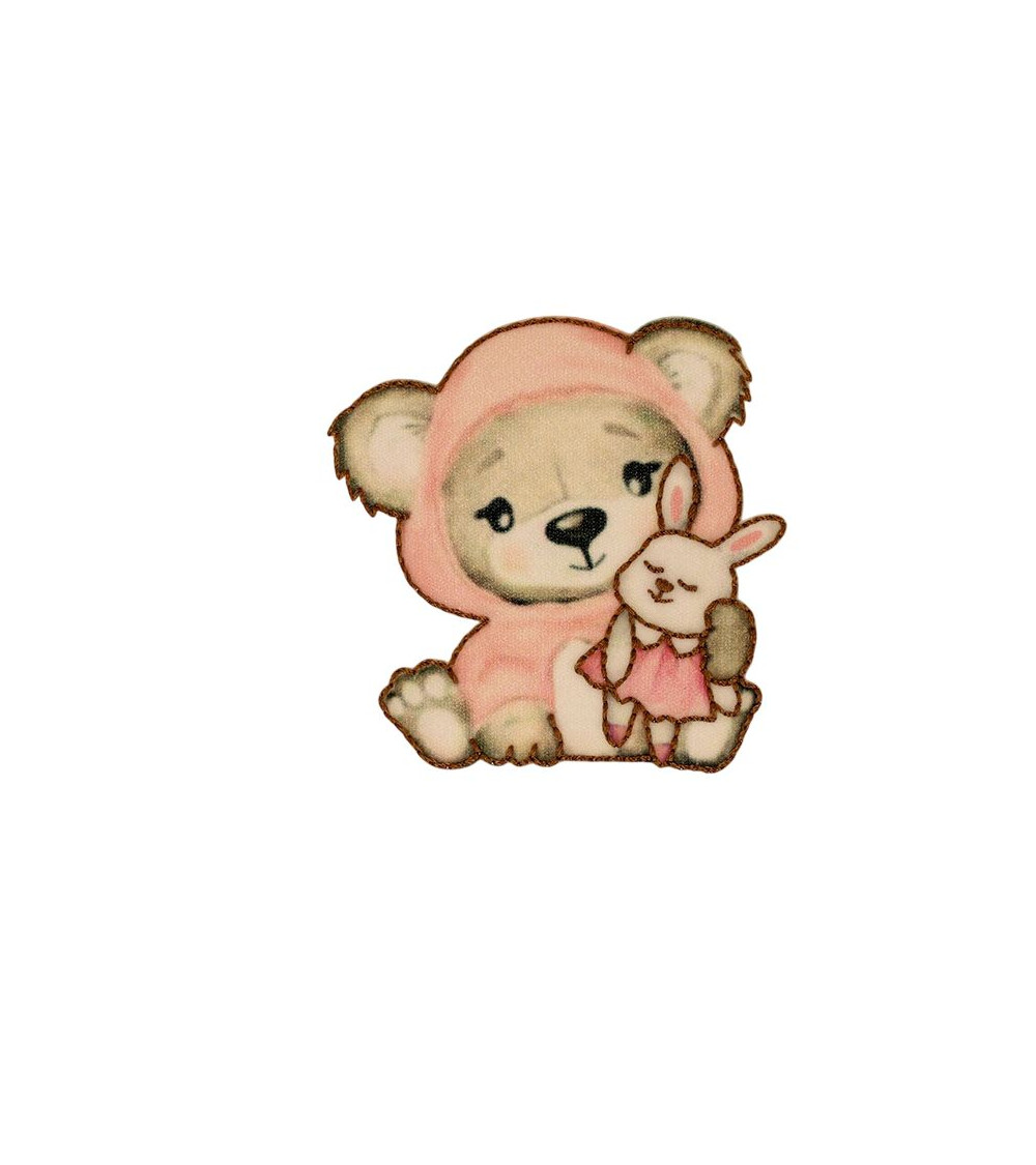 Parche termoadhesivo lindo oso 6,6 cm x 6,5 cm rosa