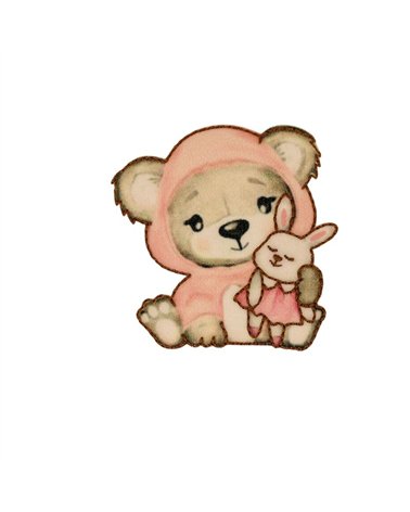 Ecusson thermocollant ourson mignon 6,6cm x 6,5cm rose