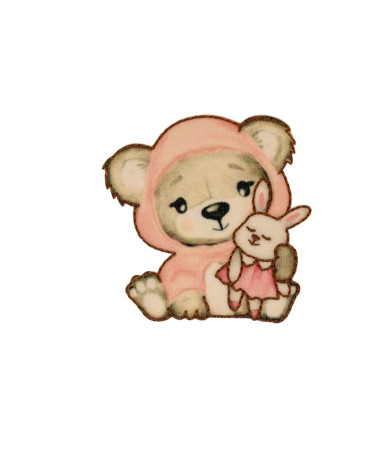 Parche termoadhesivo lindo oso 6,6 cm x 6,5 cm rosa