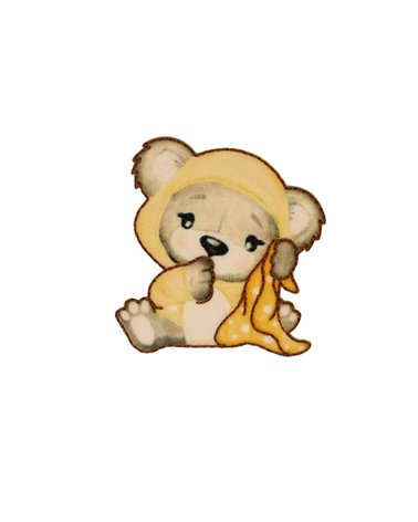 Ecusson thermocollant ourson mignon 6,3cm x 6,4cm jaune pâle
