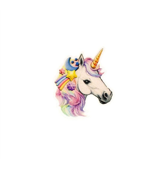 Ecusson thermocollant tête d'animaux rigolos 4,7cm x 5cm licorne