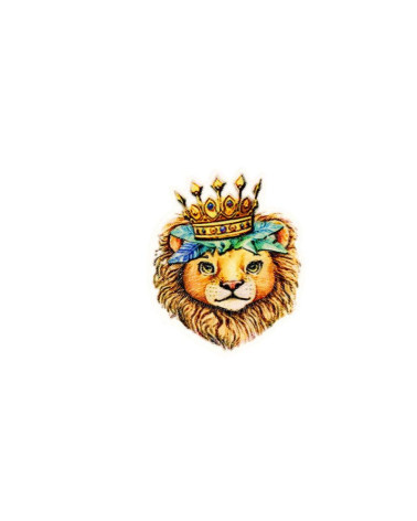 Funny animal head iron-on patch 4.6cm x 5.6cm lion king