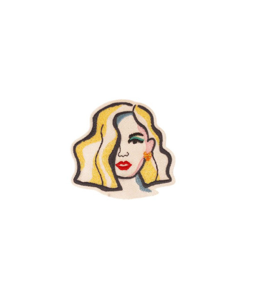 Toppa termoadesiva con ritratto di donna 5,1 cm x 4,8 cm a trama quadrata