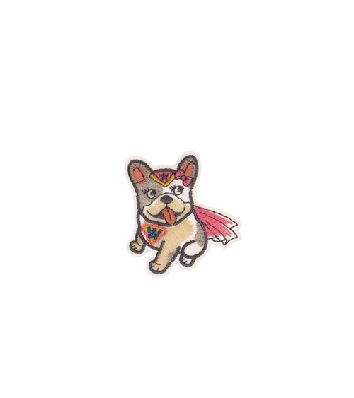 Ecusson thermocollant animaux super héros 3,7cm x 4,8cm bulledog fille