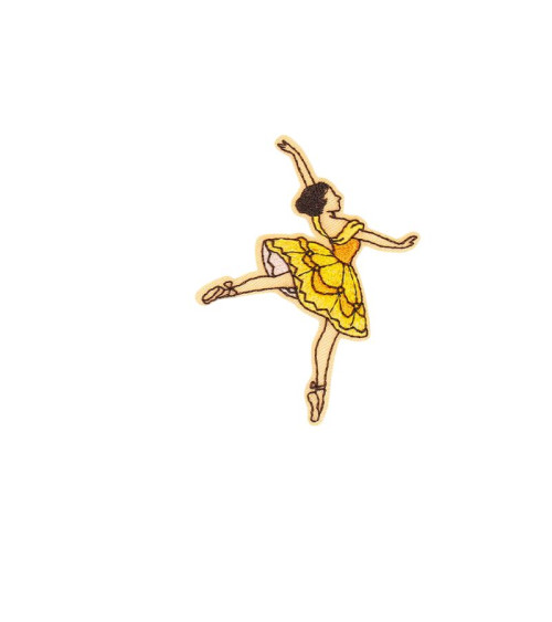 Ballett-Aufnäher zum Aufbügeln, 4,8 cm x 6,3 cm, Tänzerin, gelbes Kleid