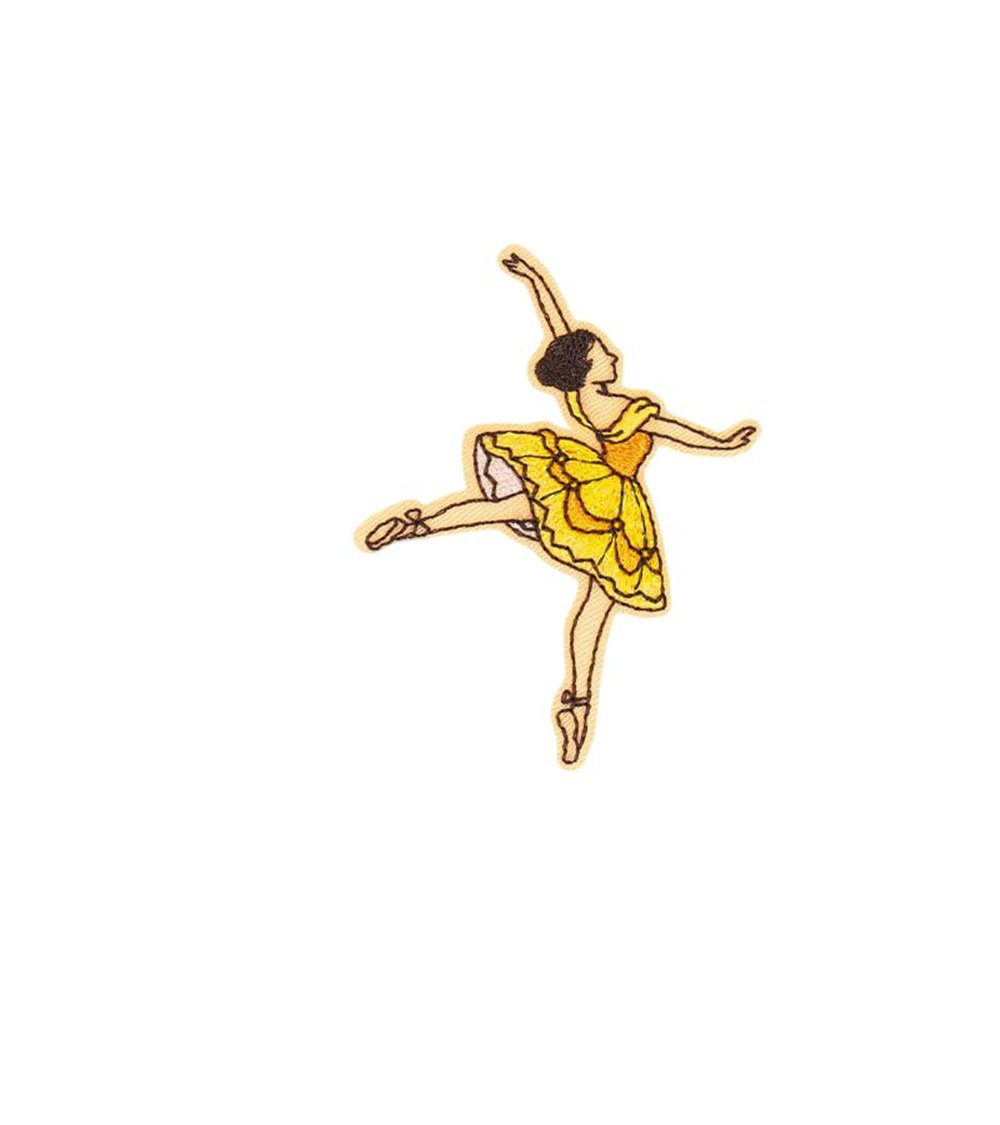 Ecusson thermocollant ballet 4,8cm x 6,3cm danseuse robe jaune
