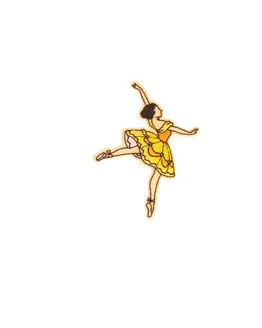 Ecusson thermocollant ballet 4,8cm x 6,3cm danseuse robe jaune