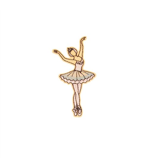 Ecusson thermocollant ballet 3,5cm x 6,6cm danseuse robe bleue