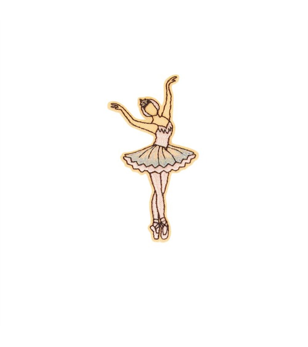 Ecusson thermocollant ballet 3,5cm x 6,6cm danseuse robe bleue