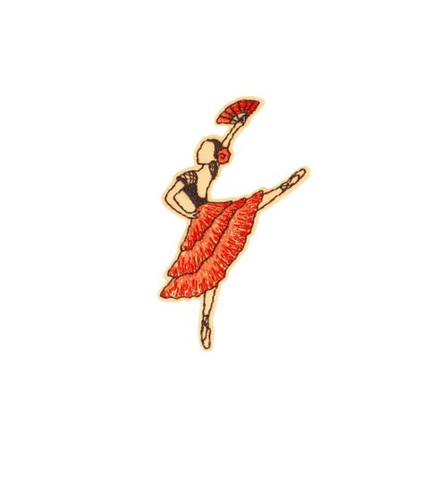 Ecusson thermocollant ballet 4,2cm x 6,4cm danseuse robe rouge