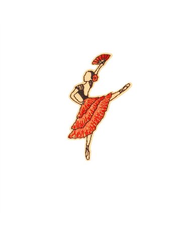 Ecusson thermocollant ballet 4,2cm x 6,4cm danseuse robe rouge