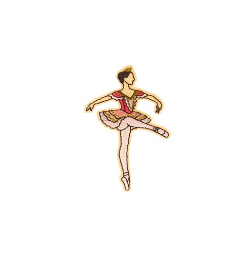 Ecusson thermocollant ballet 4,2cm x 6,1cm danseuse robe rose