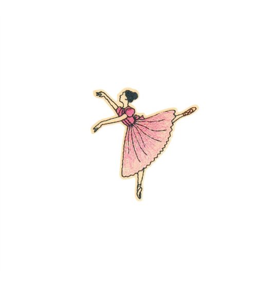 Ecusson thermocollant ballet 5,2cm x 5,8cm danseuse robe rose