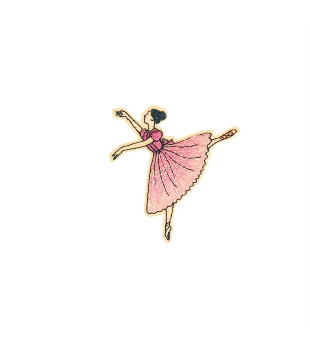 Ecusson thermocollant ballet 5,2cm x 5,8cm danseuse robe rose