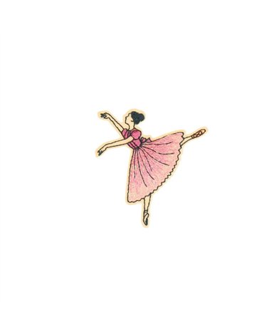 Ecusson thermocollant ballet 5,2cm x 5,8cm danseuse robe rose