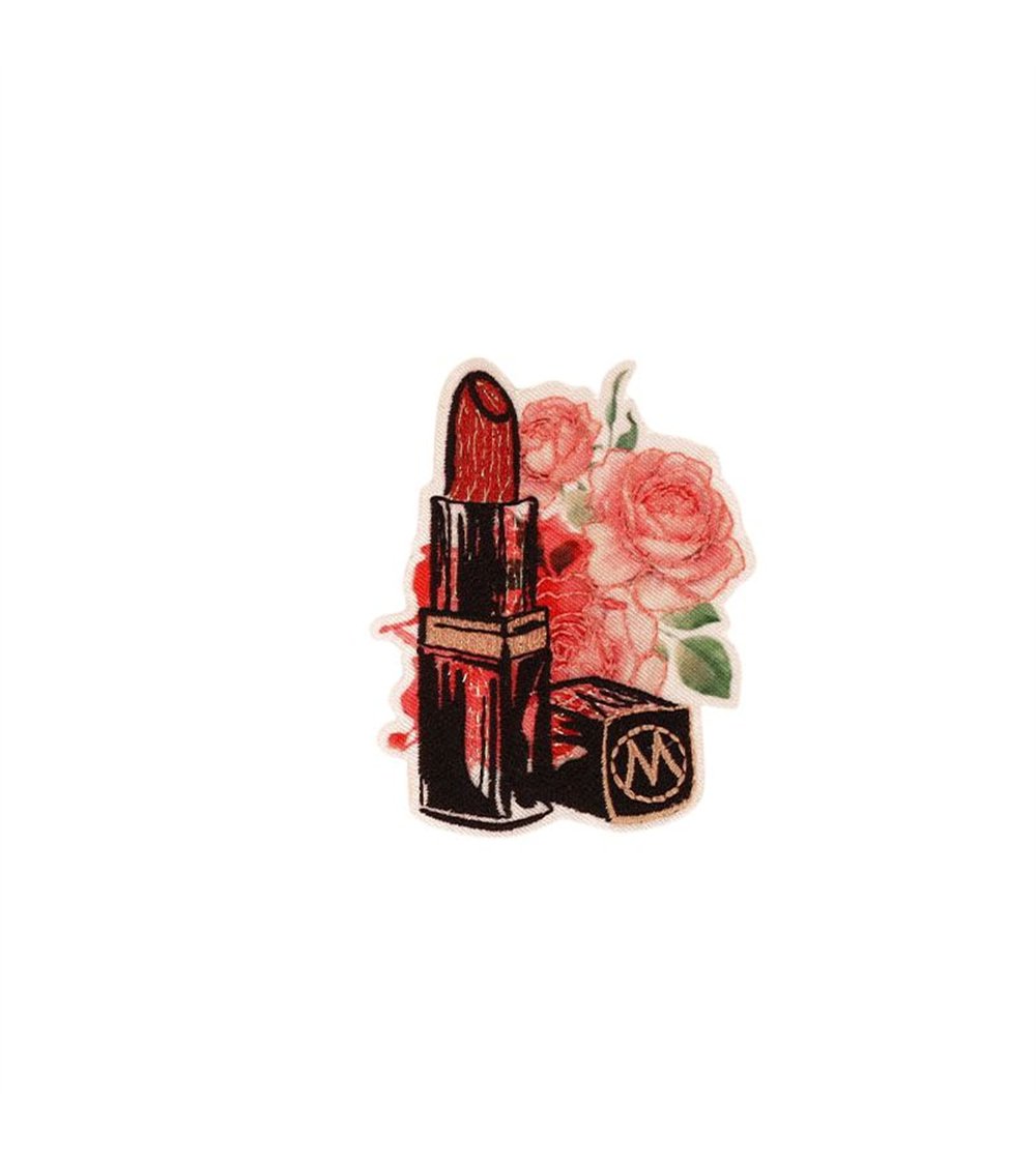 Ecusson thermocollant chic et romantique 4,8cm x 6cm rouge à lèvre