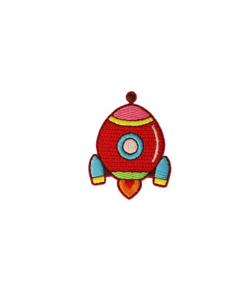 Ecusson thermocollant petits motifs rigolos 4cm x 5cm fusée