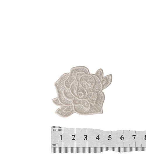 Ecusson thermocollant en dentelle 4,8cm x 4cm rose blanche