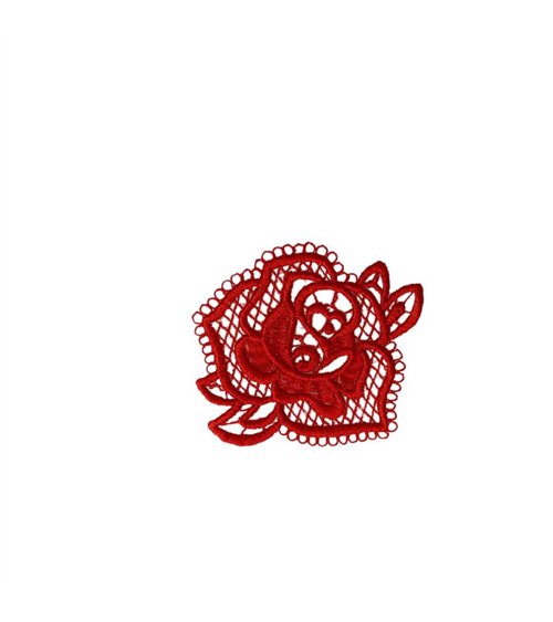 Ecusson thermocollant en dentelle 3,5cm x 3,5cm rose rouge