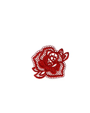 Ecusson thermocollant en dentelle 3,5cm x 3,5cm rose rouge