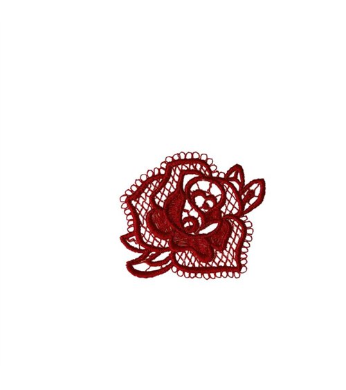 Ecusson thermocollant en dentelle 3,5cm x 3,5cm rose bordeaux