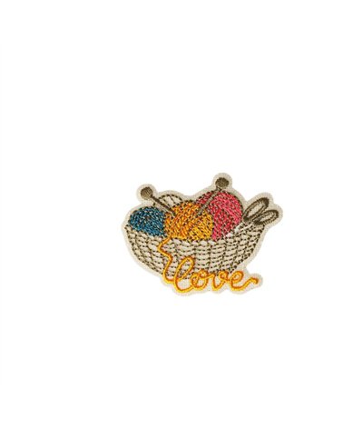 Ecusson thermocollant pelote de laine 5,5cm x 4,1cm panier