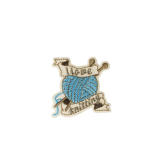 Ecusson thermocollant pelote de laine 5cm x 4,8cm i love knitting