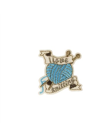 Ecusson thermocollant pelote de laine 5cm x 4,8cm i love knitting