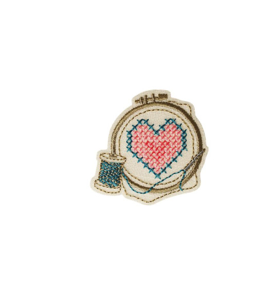 Aufnäher zum Aufbügeln aus Wollknäuel, 4,9 cm x 5,2 cm, Stickkreis