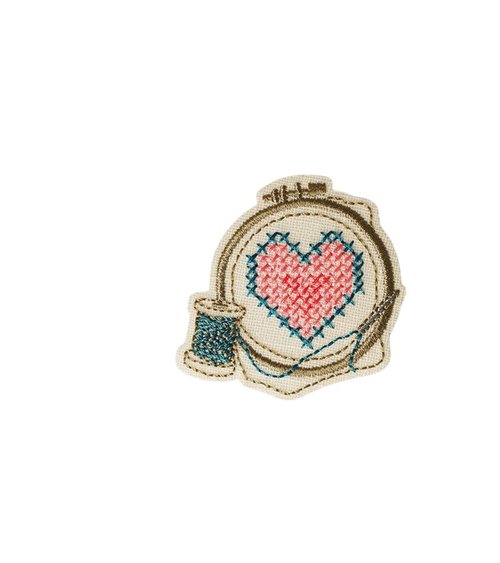 Ecusson thermocollant pelote de laine 4,9cm x 5,2cm cercle à broder
