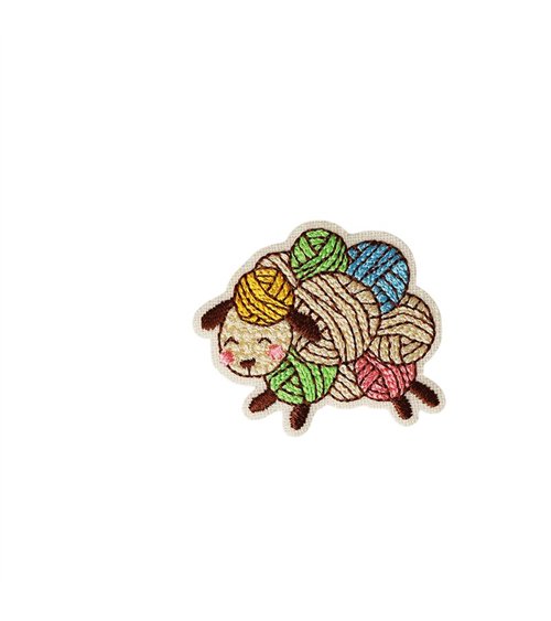 Ecusson thermocollant pelote de laine 5,2cm x 4,5cm mouton en pelote
