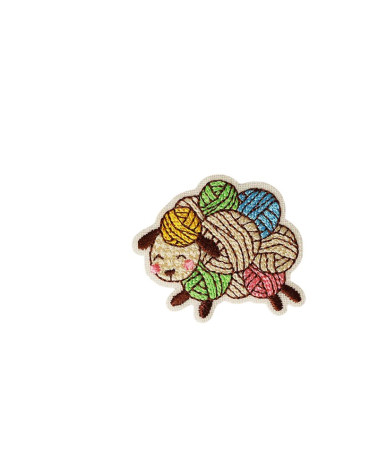 Iron-on patch of wool ball 5.2cm x 4.5cm sheep in ball