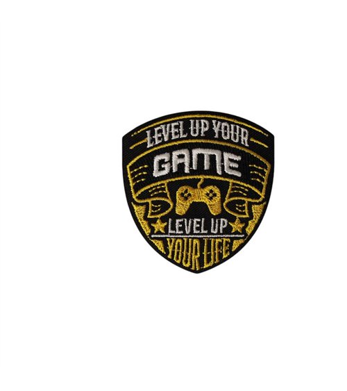 Ecusson thermocollant gaming 5cm x 5,5cm level up your game